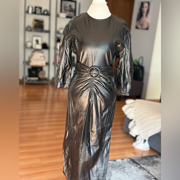 Zara black leather dress, M - Picture 1 of 8